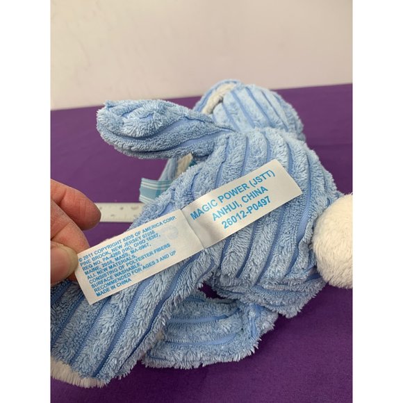 Kids of America Corp Blue Corduroy Plush Stuffed Animal Bunny Blue Bow Pink Plas - Picture 9 of 11